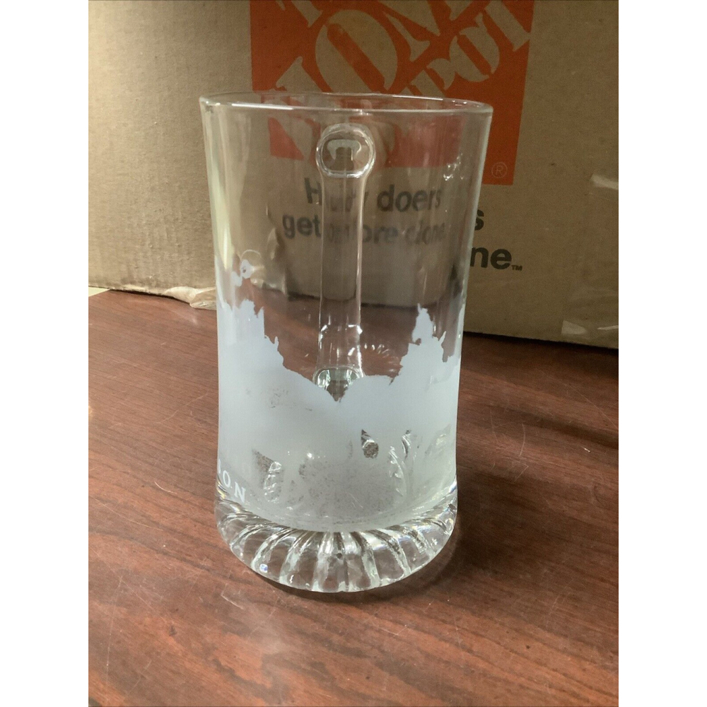 Stetson Etched Roping Horses Glass Beer Mug, 5.5" tall - Picture 2 of 6